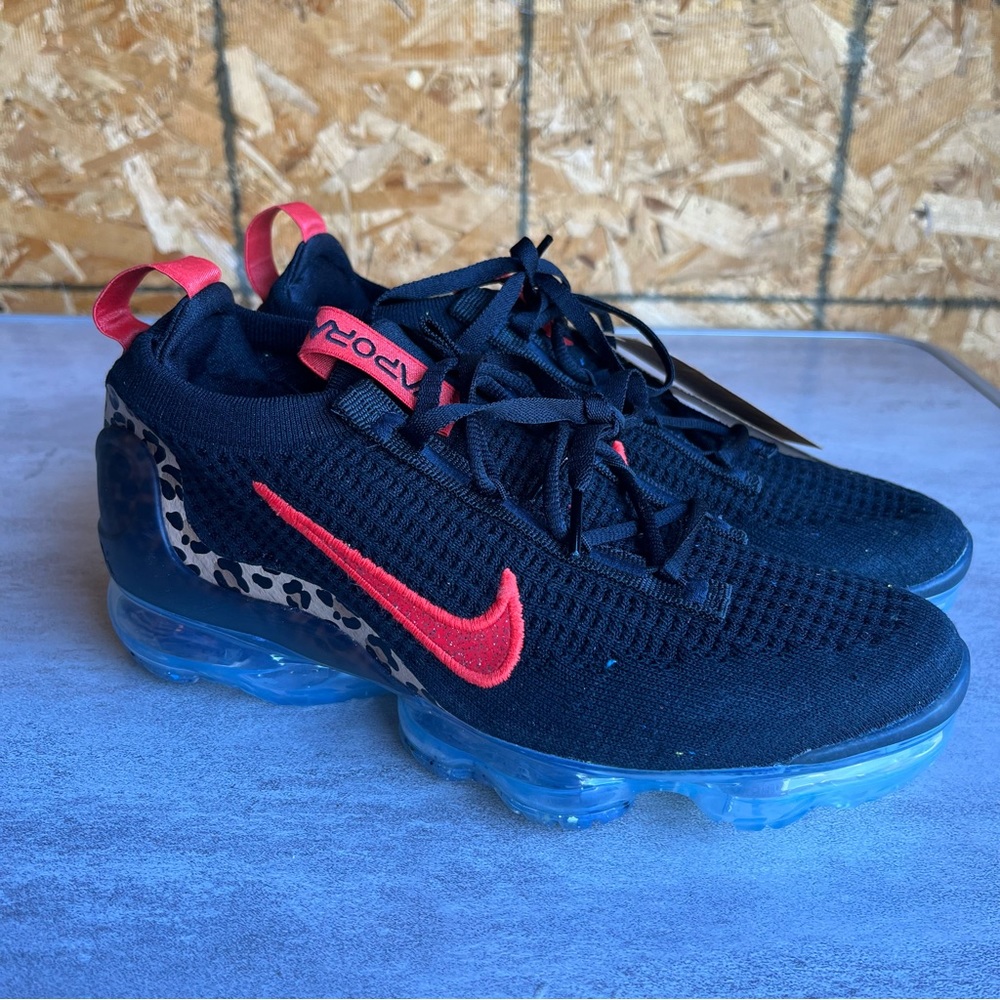 Women’s Nike Air‎ Vapormax 2021 Flyknit Black Leopard Shoes Sz 6